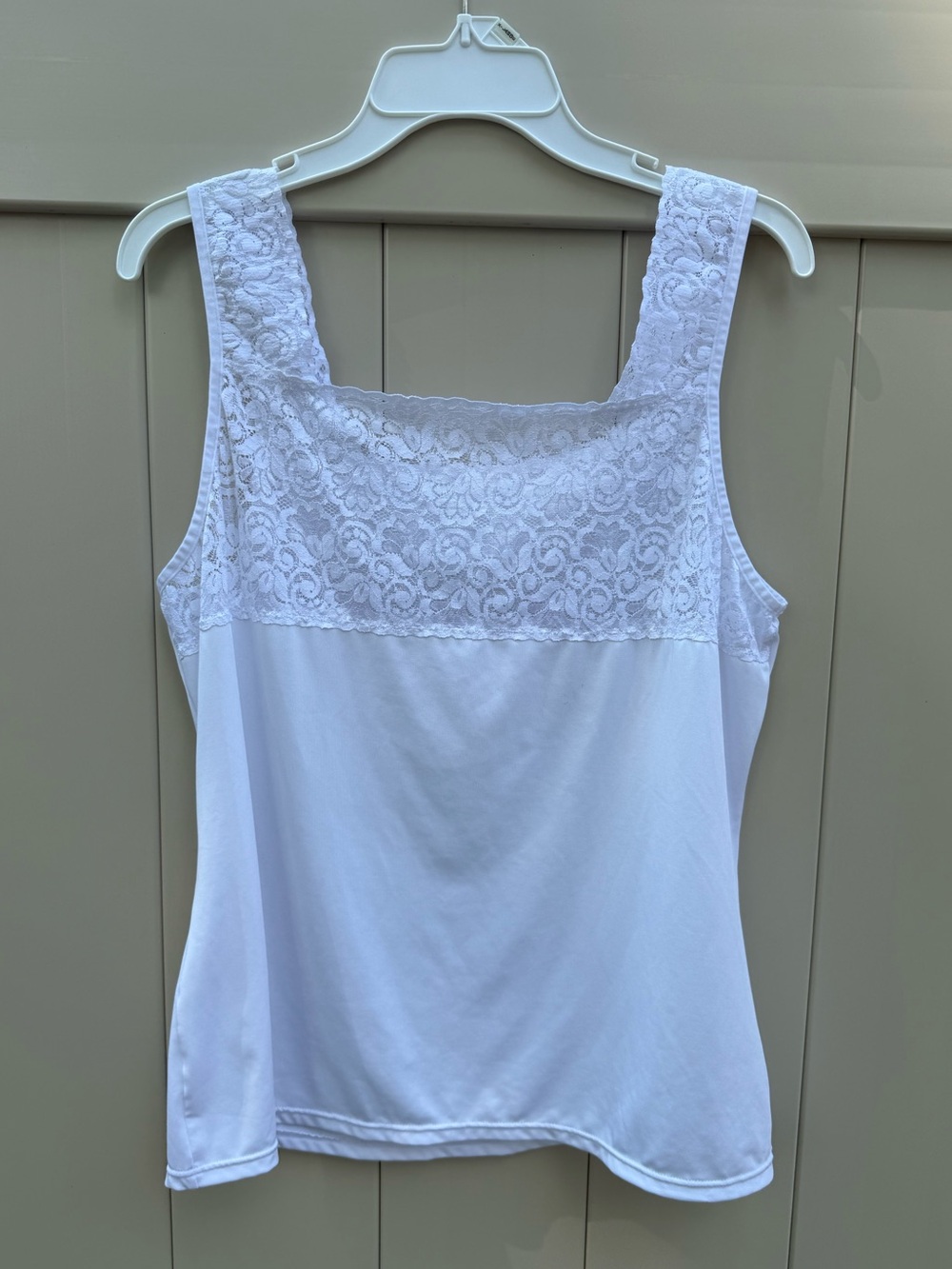 Vintage Cinema Etoile white Lace Silky Tank Top Size XL